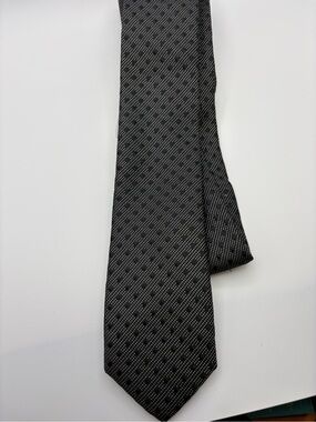Imani Uomo Men's 100% Silk Tie, Black Silver Micro Dot 62" x 2 1/2" Extra Long